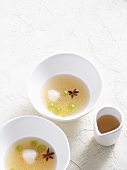 Sago soup with lychees and star anise