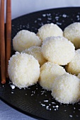 Coconut truffles on a plate