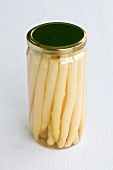 A jar of preserved white asparagus