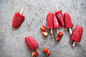 Strawberry and tomato ice lollies