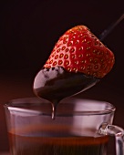 A strawberry dipped in chocolate
