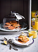 Drop scones with lemon curd and clotted cream