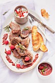 Grilled lamb chops with berry sauce
