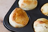 Mini Brioche in a Muffin Tin; Close Up