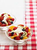 Summer fruit salad with cream