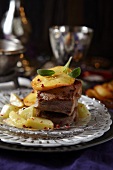 Beef steak with kohlrabi and caramelised apple