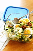 Green apple salad with cheese and eggs