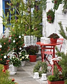 Weihnachtlich dekorierte Terrasse