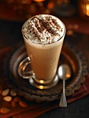 Caffe latte topped with cream