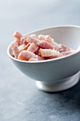 Diced bacon in a bowl