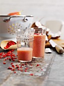 Strawberry and coconut smoothie with goji berries