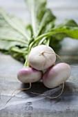 White turnips with leaves