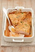 Baked turkey breast with sesame and carrot topping