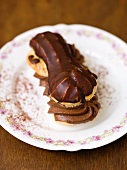 Eclairs filled with chocolate cream