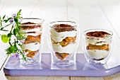 Tiramisu served in three glasses