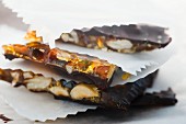 Almond brittle with dried fruit and chocolate