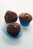 Chocolate muffins with sesame seeds