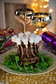 Crown roast of lamb on a bed of cress