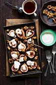 Baked figs with yoghurt and caramelised walnuts