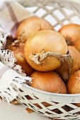 Onions in a metal basket