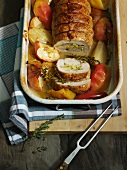 Rolled roast turkey with apples and thyme