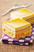 Squares of mango cake