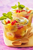 Summery fruit salad with mint