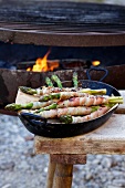 Barbecued asparagus wrapped in bacon