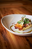 Braised and Smoked Pork Belly with Apple Cider Slaw and Grits