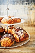 Assorted French Pastries on a Tiered Serving Tray