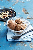 Hazelnut ice cream with chopped hazelnuts