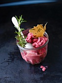 Raspberry ice cream with rosemary