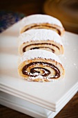 Date Filled Jelly Roll Dusted with Powdered Sugar; Sliced