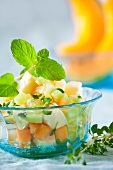 Melon salad with cucumber, feta and mint