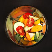 Mixed vegetables (for gazpacho) in a blender