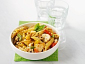 Penne pasta with chicken and vegetables