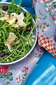 Rocket salad with olives and parmesan