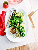 Green asparagus and avocado salad