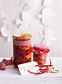 Rum fruits and preserved ginger in jars