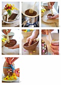A chocolate Easter egg being made