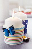 Paper cake cases used as candle holders