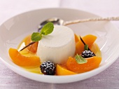 Marzipan dessert with apricots and blackberries