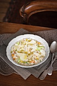 Chicken and vegetable risotto with Parmesan cheese