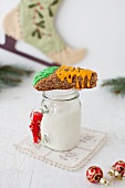 A Carrot Scone on a Mug of Milk; Christmas Decorations