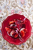 Beetroot carpaccio with pomegranate and grapefruit