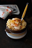 Macaroni and Cheese with Shrimp in a Bowl