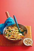 Fried noodles with chicken and cashews (China)