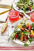 Lamb's lettuce with strawberries and oranges