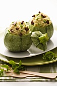 Courgettes with couscous and olive stuffing