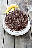 Banana and chocolate cake with low-fat quark